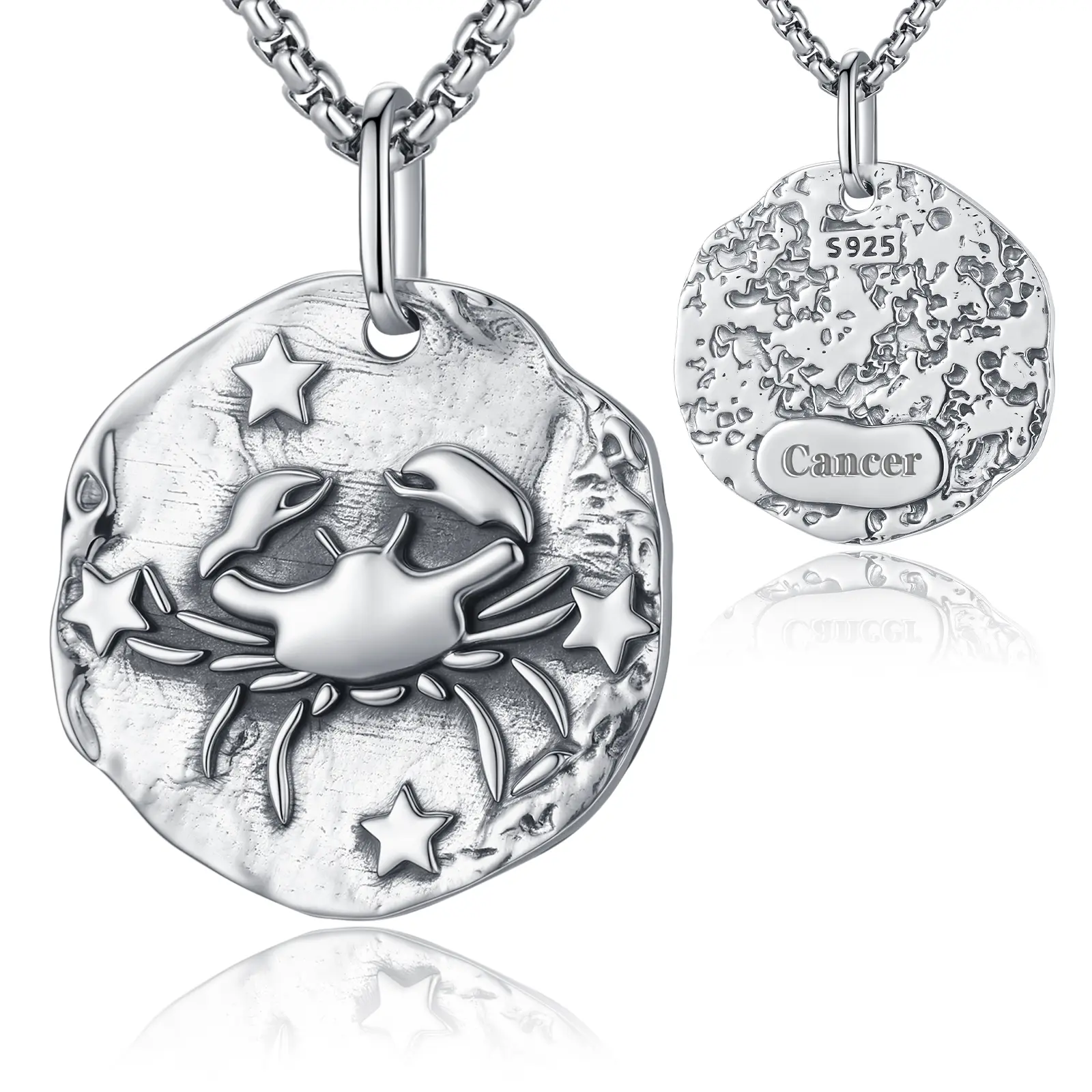 Sebina Zodiac Necklace Cancer Zodiac Signs Charms Silver Jewelry 12 Zodiac Signs Pendant Necklace Gifts for Women Men Birthday Anniversary Lover Graduation Belief