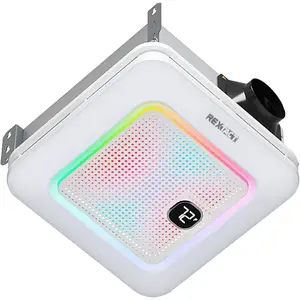Bathroom Exhaust Fan with Bluetooth Speaker and Heater, RGB Light & Remote, 230CFM 1 Sone Bathroom Vent Fan, 3 Dynamic RGB Lighting, 3000K–6000K Dimmable, Nightlight, Dual Installation (White)