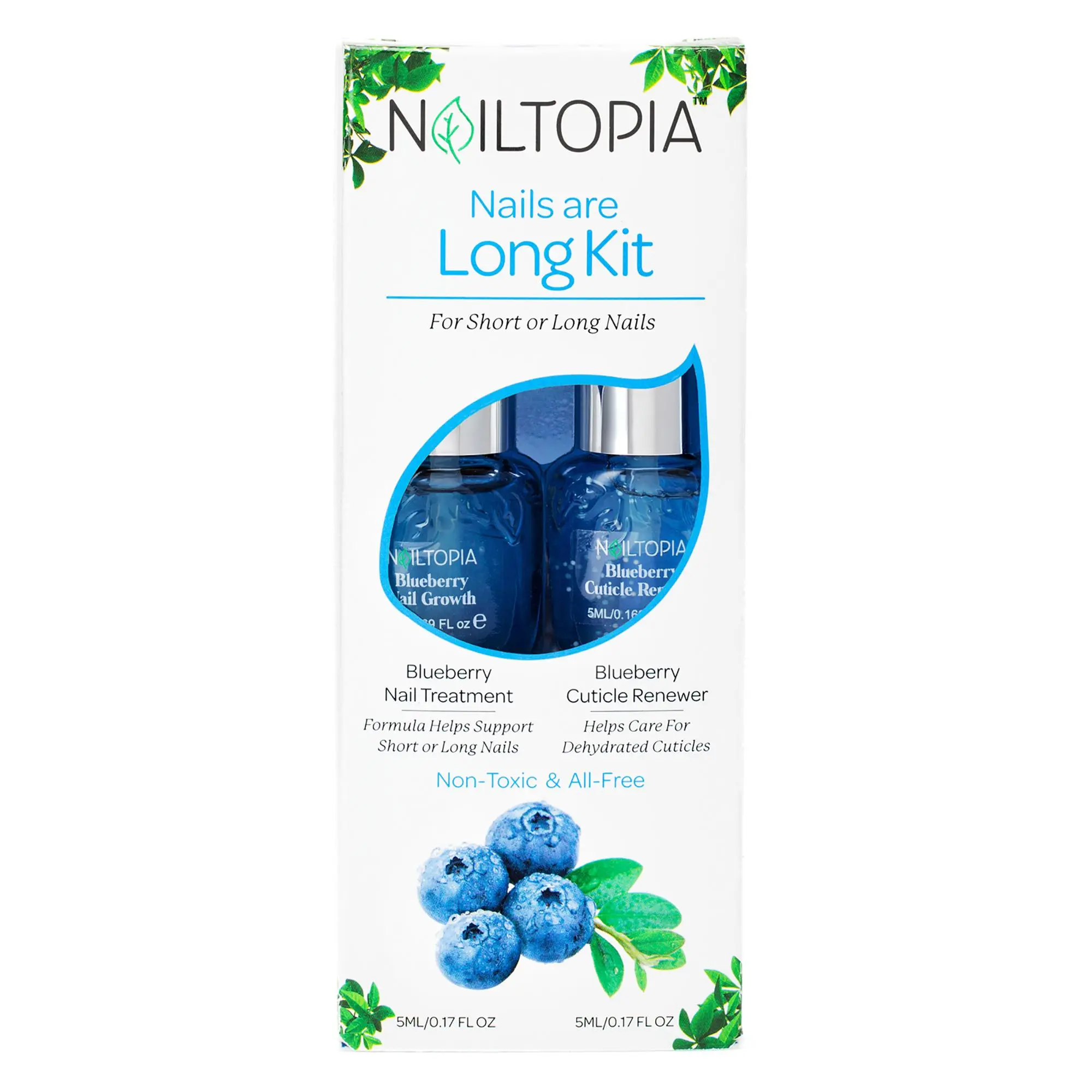 Nails are Long Kit by Nailtopia for Women - 2 Pc Kit 0.17oz Nail Treatment Blueberry, 0.17oz Cuticle Renewer Blueberry