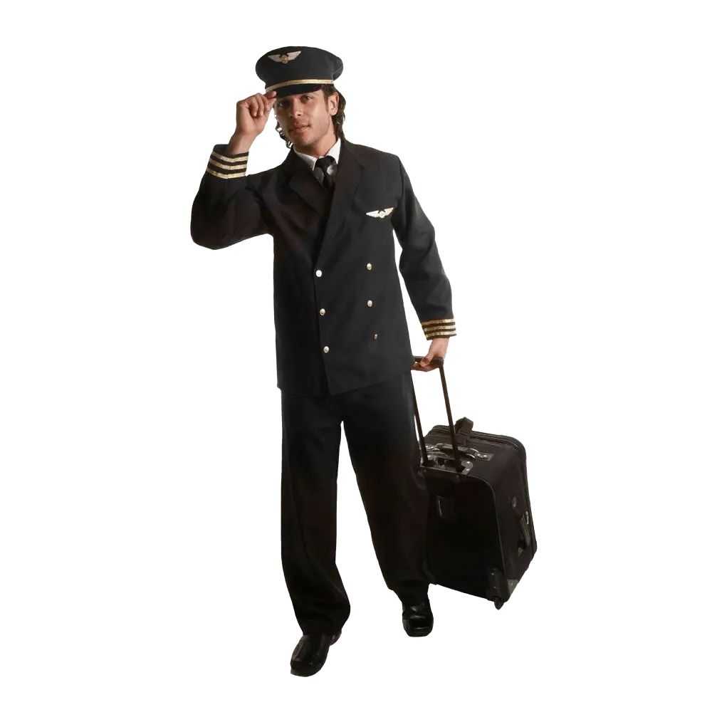 Pilot Costume Dress For Adults | Include Navy Jacket, Pants, Hat & Tie – For Halloween, Role Play, Pretend Play Fun, Theme Party & Cosplay Costume Party -  Menswear