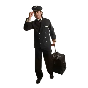 Pilot Costume Dress For Adults | Include Navy Jacket, Pants, Hat & Tie – For Halloween, Role Play, Pretend Play Fun, Theme Party & Cosplay Costume Party -  Menswear