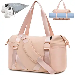 MAXTOP Women's Gym Yoga Duffle Bag with Shoe Pouch,Multi-Purpose Overnight Travel Bag for Gym,Work, Dance, Sports