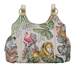 Anushcka Painted Leather Triple Compartment Satchel