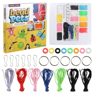 Funtopia Beads for Crafts, Pony Beads Keychain Making Kit, Bead Pets Art Crafts,Kandi bead pony bead material kit, make a bunch of animals nostalgic craft  perfect for beginner or anyone who loves colorful, hands-on projects, DIY animal beaded keychains