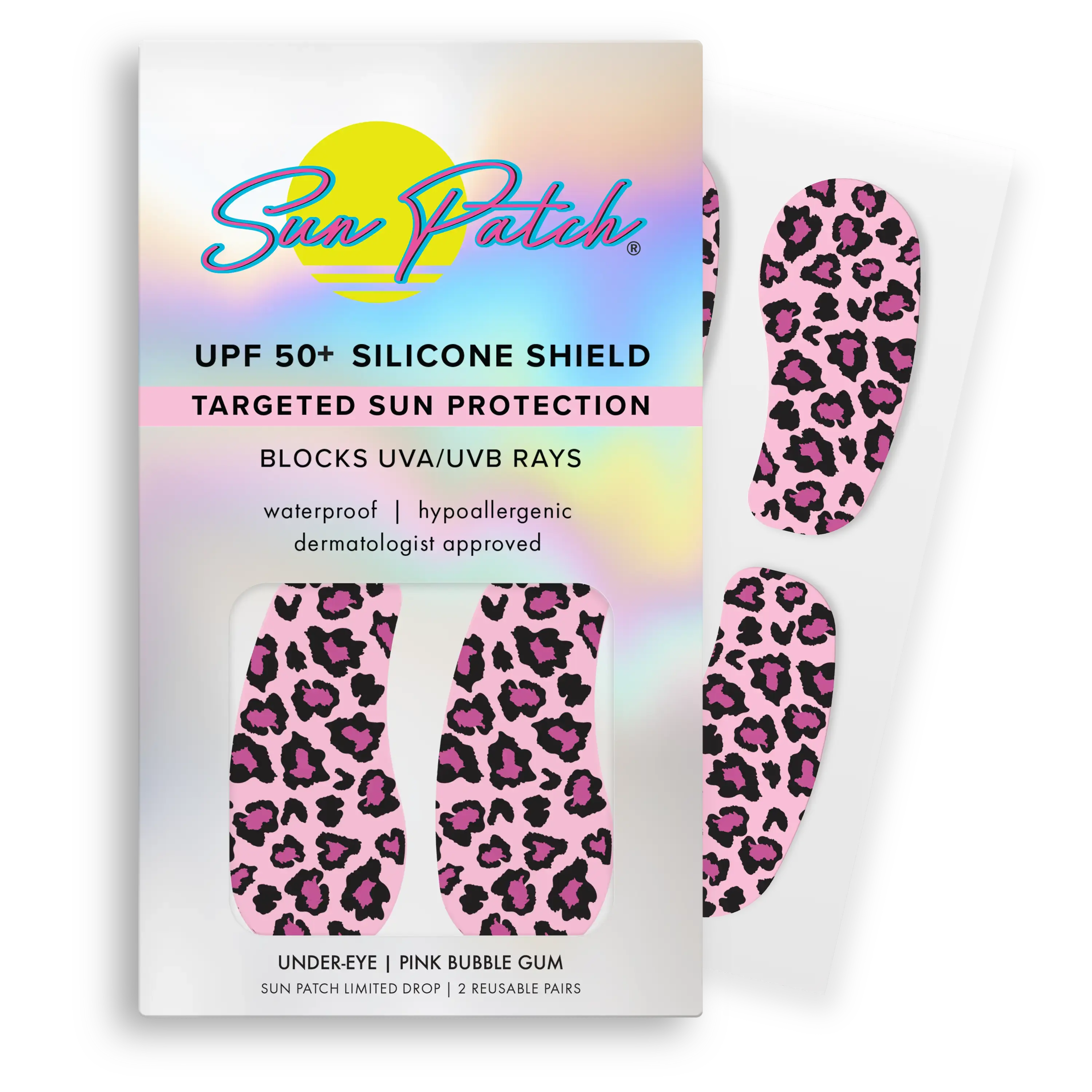 [NEW] Sun Patch Under-Eye Pink Leopard Patches UPF 50+ Waterproof Gentle Hypoallergenic Targeted UV Protection & Sunscreen Companion for Sensitive Skin