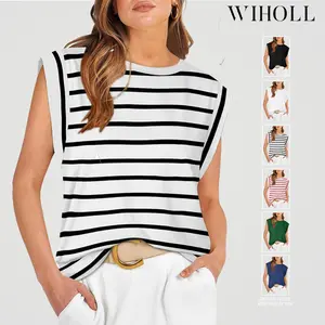 WIHOLL Cap Sleeve Tops for Women Summer Top Basic Tee Shirts Casual Tank Loose Fit 2024 Fashion