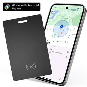 Android Wallet Tracker, Google Certified BT-compatible GPS Item Locator, Thin Rechargeable Waterproof Smart Card Tracker for Google Find HUB APP