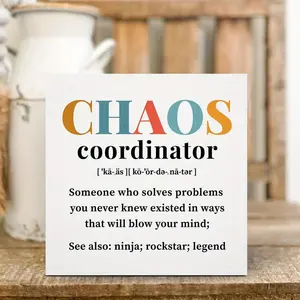 Chaos Coordinator Letter Pattern Ornament, Creative Desktop Decoration, Office Plaque, Home Decoration, Bookshelf Ornament, Desktop Art, Novelty Desk Decor