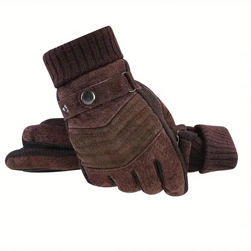 Pig Leather Gloves Male Hot Selling Outdoor Cycling Motorcycle Windproof Non-slip Plus Wool Thick Warm Touch Screen Gloves