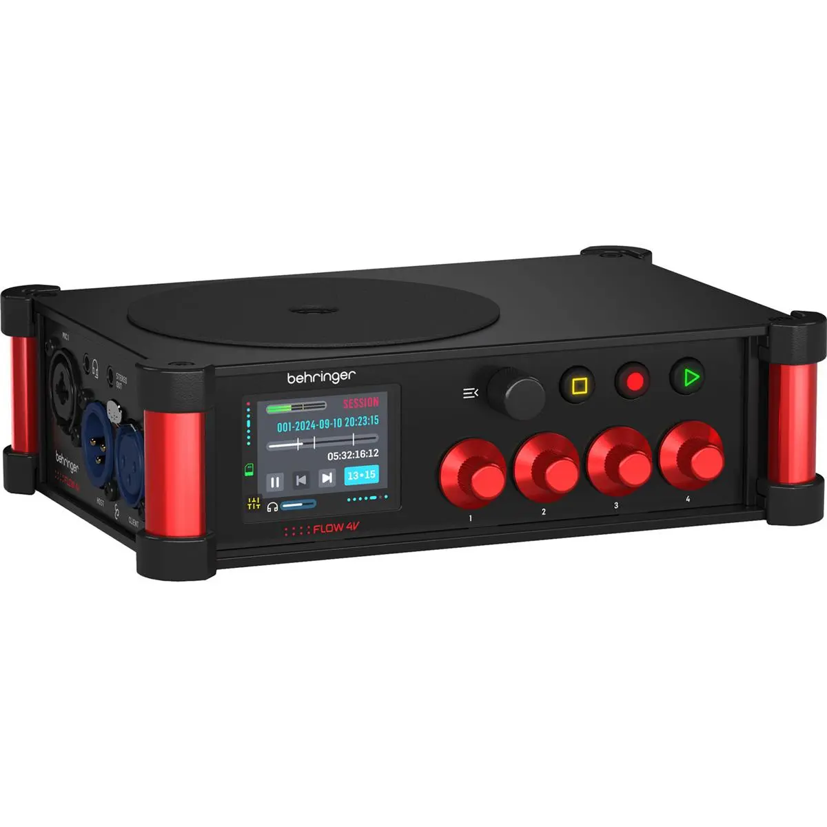 Behringer FLOW 4V Digital Audio Mixer & Field Recorder with Wireless Remote Control, Cable, USB Connectivity, Stereo Output, Card Slot, High-Quality Recording Functionality