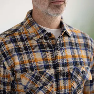 Adaptive Blue and Orange Flannel Shirt with Magnetic Closures