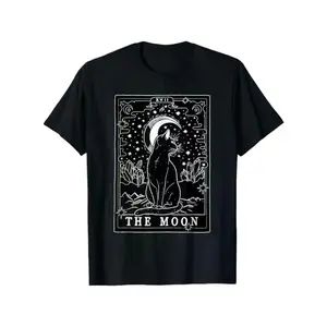 Unisex Tarot Cat Lovers The Moon Graphic T Shirt for All Season Comfort Soft Slight Stretch Knit Fabric Machine Washable Holiday and Birthday Gift