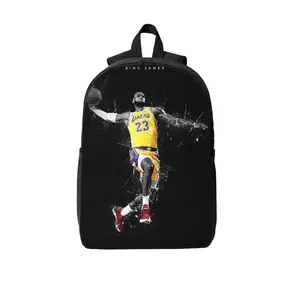Printed 17-Inch Laptop Backpack: Crafted from durable polyester, featuring breathable shoulder straps, two-way zippers, and side pockets—perfect for students, travelers, and basketball fans.