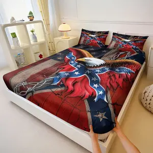 Abstract Cartoon Eagle Print Bed Sheet Set, Includes 2 Coreless Pillowcases, Multiple Sizes Available, Comfortable & Stylish Bedroom Decor