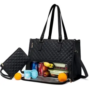 Large Women's Lunch Bag Insulated Compartment Leakproof Lunch Box Pocket 15.6 Inch Laptop Tote Bag Work Bag Handbag for Women Travel Essentials Travel Essentials