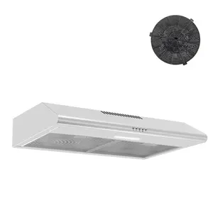 30 Inch Ductless Range Hood Under Cabinet Powerful Vent with Charcoal Filter Aluminum Mesh Button Control Ultra Quiet Motor Bright LED Light Stainless Steel Kitchen Exhaust Fan Easy Install USGF3275CF Household Home