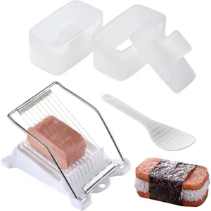 2 count Spam Musubi Press Mold Kit,  Spam Musubi Mold with Meat Spam Slicer and Rice Paddle, Create Authentic Hawaiian Musubi at Home,  for Personal Use and Hawaii Restaurant