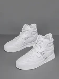 Unisex High-Top Casual Athletic Classic Sneakers, Sports Shoes, Trainer, Comfortable Thick Sole, Anti-Slip Wear-Resistant, Rubber, PU Leather, Round Toe, All Seasons, Streetwear Style, Footwear