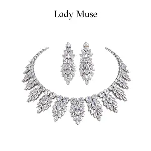 Luxurious lab-created diamond set,925 silver# extravagant and gorgeous design/formal dress,full dress/fancy dinner,high-class occasion love