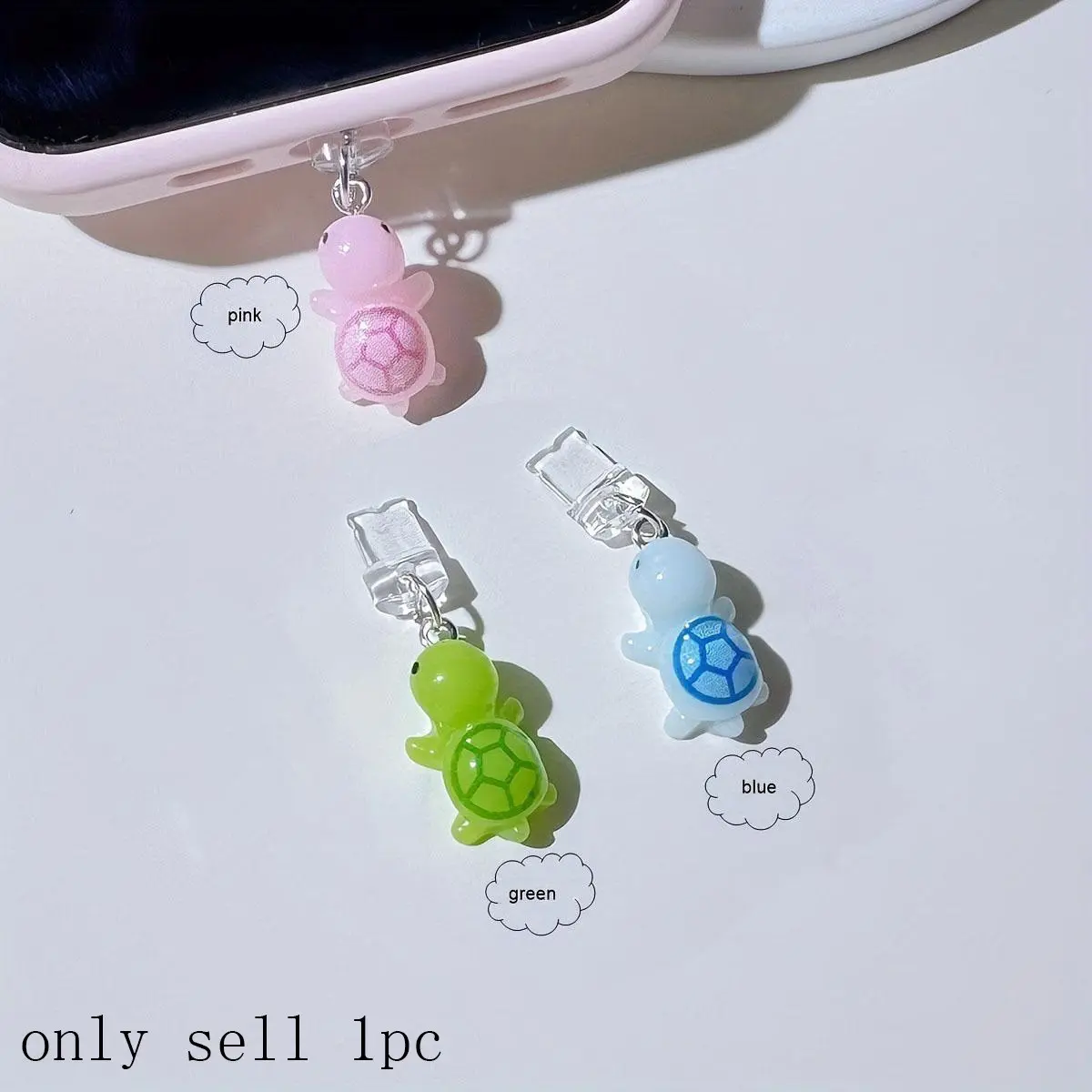 Cute Turtle Design Phone Charging Port Dust Plug, 1 Count Anti Dust Plug for iPhone Type-C Charging Port, Mobile Phone Accessories for Women & Girls, Cell Phone Charm, Acrylic Charm, Cutie Phone Charm, Animal Phone Ornament