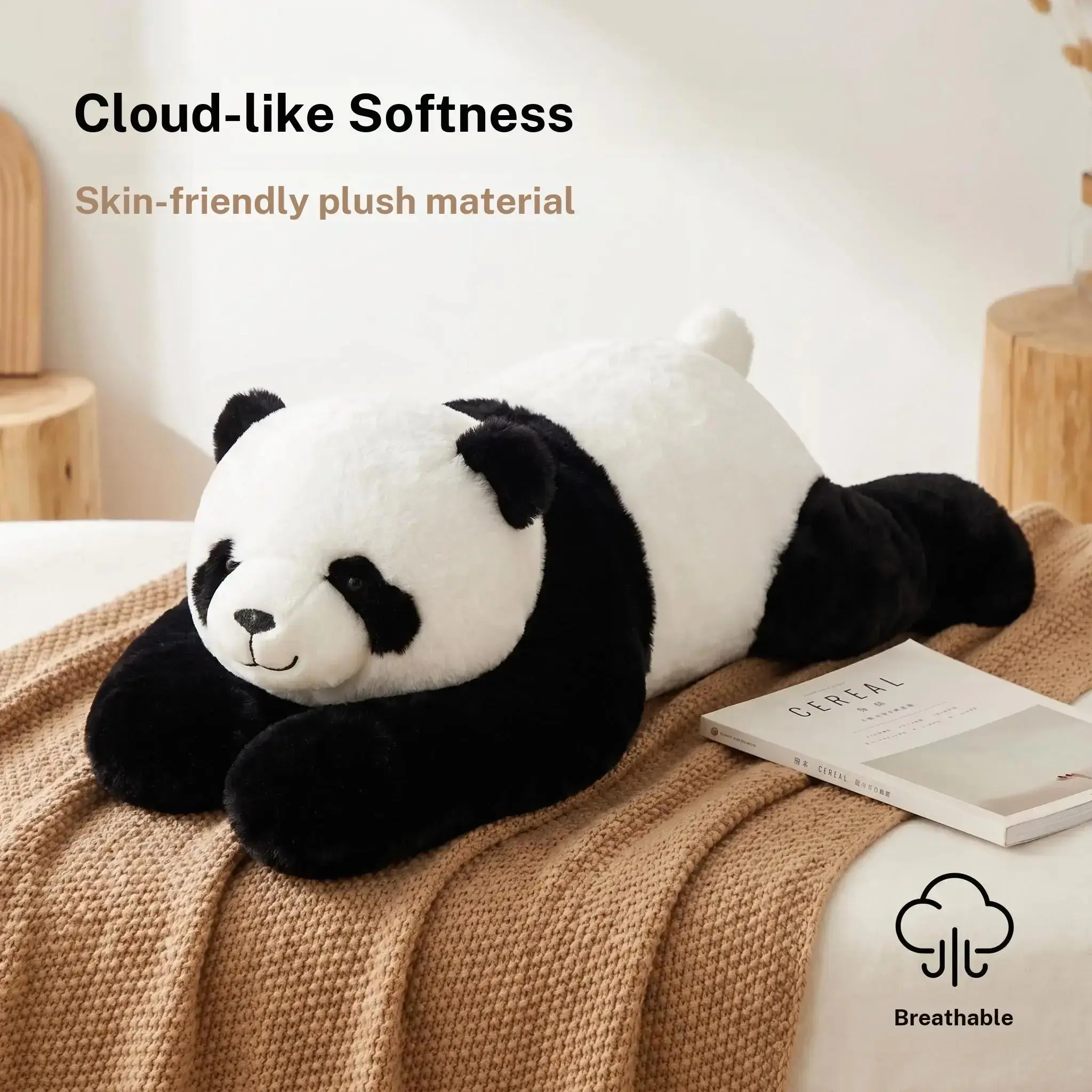 65cm Panda Plush Pillow,Arm weighted particles , Soft and Comfortable Fabric, Ideal for Home Companion, Anxiety Relief, Perfect Gift for Girlfriend