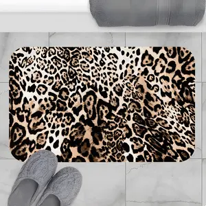 Wild Leopard Print Fashion Bathroom Shower Mats, Non Slip Bathroom, Bathroom Rugs, Bathroom Carpets, Bathroom Highly Absorbent Floor Mats, Anti-slip Quick-drying Soft Carpets, Rubber, Suitable for Multi-scenario Door Mats, Gifts for Family and Friends