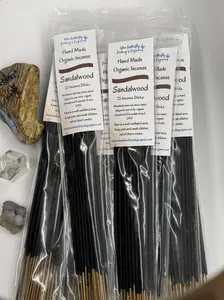 Blue Butterfly Healing & Organics, Handmade Organic Sandalwood Incense Sticks, All Natural Charcoal with Essential Oil, 25 Count