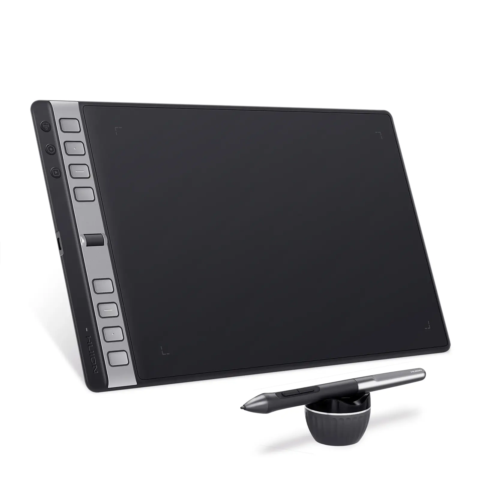 HUION Inspiroy 2 Large Digital Writing Tablet - 10x6in Ergonomic Adjustable Portable Art Pad, Scroll Wheel, 3-Set 8 Custom Keys, No Battery Needed Stylus for Mac, PC (Windows 7 or Later) & Mobile (Black) - Education & Electronics Devices, Drawing Tablet,,