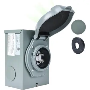 30 Amp Generator Power Inlet Box NEMA L14-30P 4 Prong 125/250V 7500 Watt ETL Certified Pre-Drilled Holes Green Indicator Light Weatherproof Outdoor Use Heavy Duty