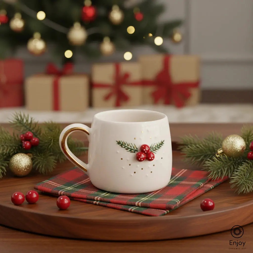 Holly Berry Joy Handmade Ceramic Mug