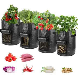 Potato Planting Bags, Potato Grow Bag, Garden Planter, Portable Garden Planters, 3 Gallon 4 Pack, with Lid and Handle, Ideal for Onions, Fruits, Tomatoes, Carrots, Gardening Supplies