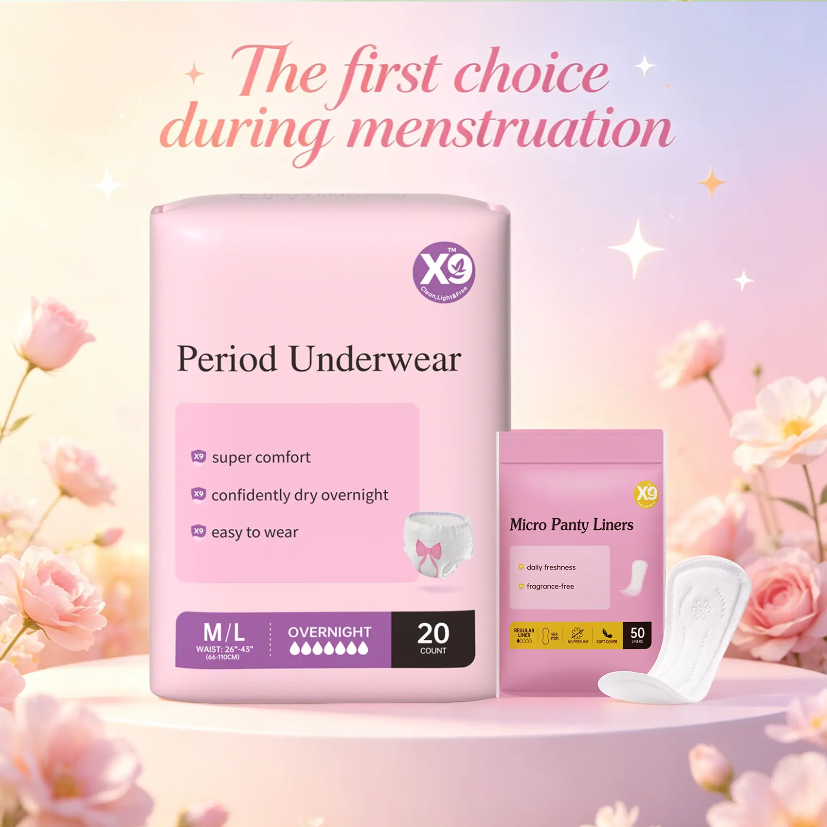 X9 Daily Protective Underwear -female Adult Incontinence Underwear,Disposable period pants,Unscented, Hypoallergenic,female Diapers,Menstrual panty,Disposable Adult Diaper for Women - Maximum Absorbency - no fluorescent agents-M/L Size - 20Count
