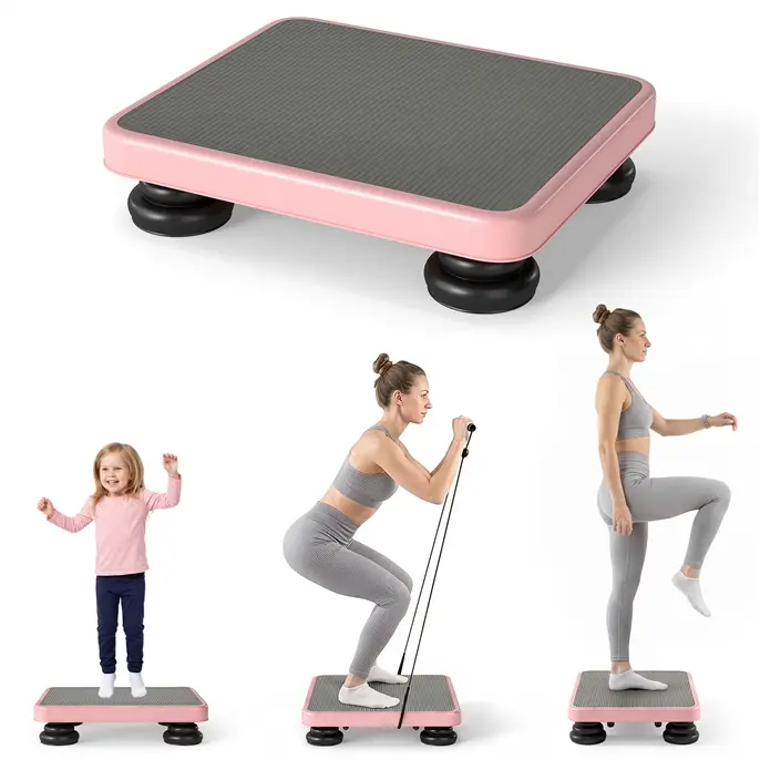 COSTWAY Rebounder Bouncing Board, Mini Trampoline with Elastic Rope, Sensory Bounce Board with Non-Slip Base & Feet, Indoor Outdoor Rebound Jumping Board, Birthday