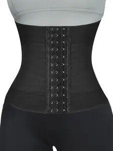 Women's Solid Tummy Control Waist Trainer, Hook and Eye Closure High Waist Body Shaper, Women's Shapewear Clothing for Postpartum Recovery