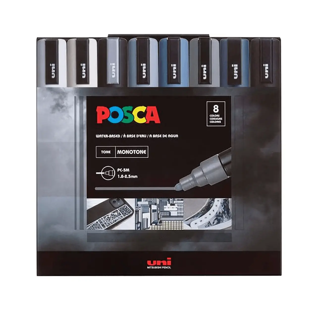 Posca Paint Marker Set, PC-5M 8-Color Mono Tones