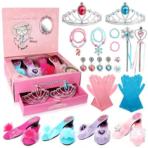 Princess Doll Shoes & Crowns & Jewelries & Gloves & Wands Set, 26pcs/set Princess Dress Up Toy, Pretend Play Toy for Girls, Pretend Play Accessories, Pretend Playset