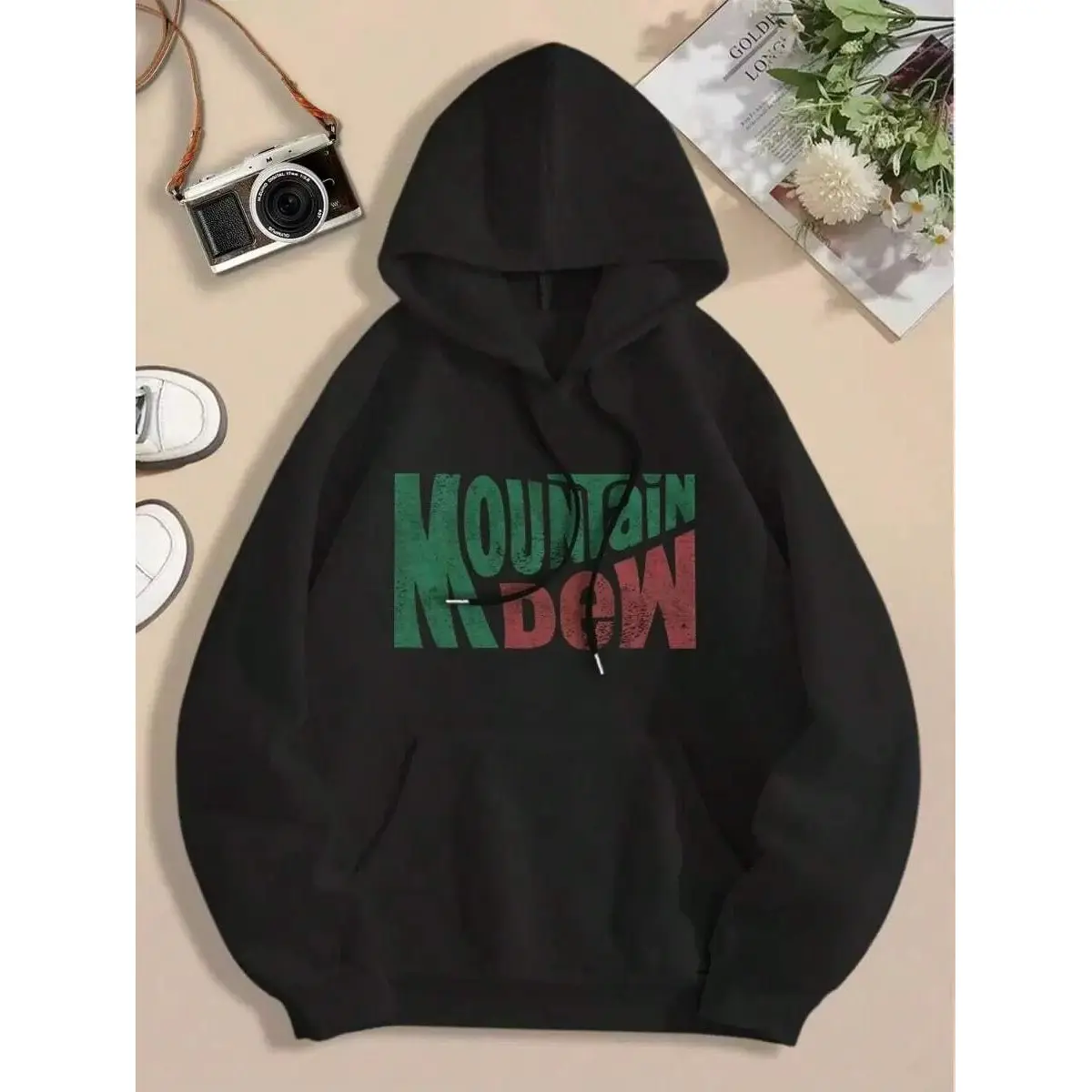 Men's Essential Classic Retro Graphic Print Hoodie - Unisex Long Sleeves Pullover, Casual Loose Fit, Side Seam Cut, Size-Stable, Medium Length, Hooded Neck, Comfy Daily Wear Top, Machine Washable, Pre-Shrunken