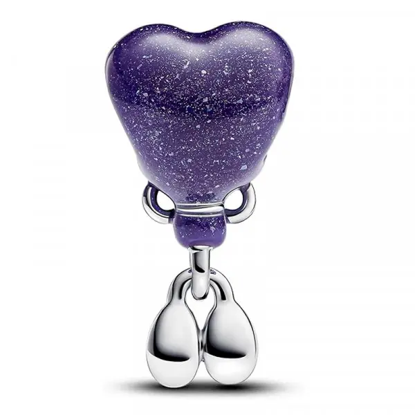 Pandora Thermochromatic Balloon-Shape Dangle Charm & Pendant, Sterling Silver Girl Baby Gender Reveal Jewelry, 793238C01, Color-Changing, Ribbon Bow, All-Silver Charms & Pendants