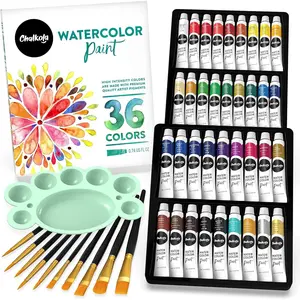 Watercolor Paint Set for Adults & Professional Artists - 36 Watercolor Tubes (12ml, 0.4oz), 10 Painting Brushes & 1 Palette | Vibrant Water Color Art Painting Supplies