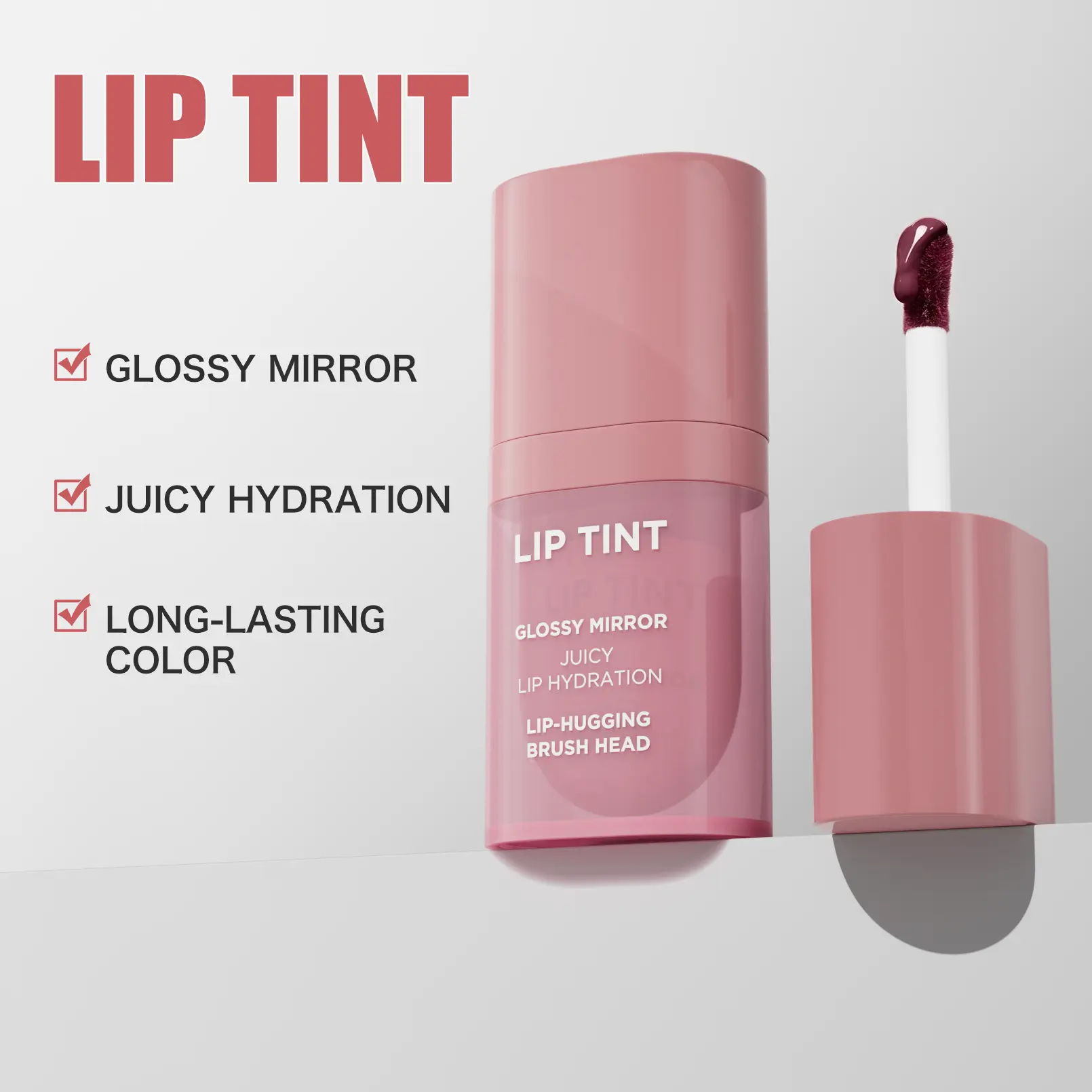 Glossy Mirror Juicy Lip Tint, Longwear Kiss-Proof Lip Glow with Buildable Glassy Texture, Lightweight Non-Drying Lip Stain for Office, Cafe Date or Outdoor Summer Days Flawless Makeup