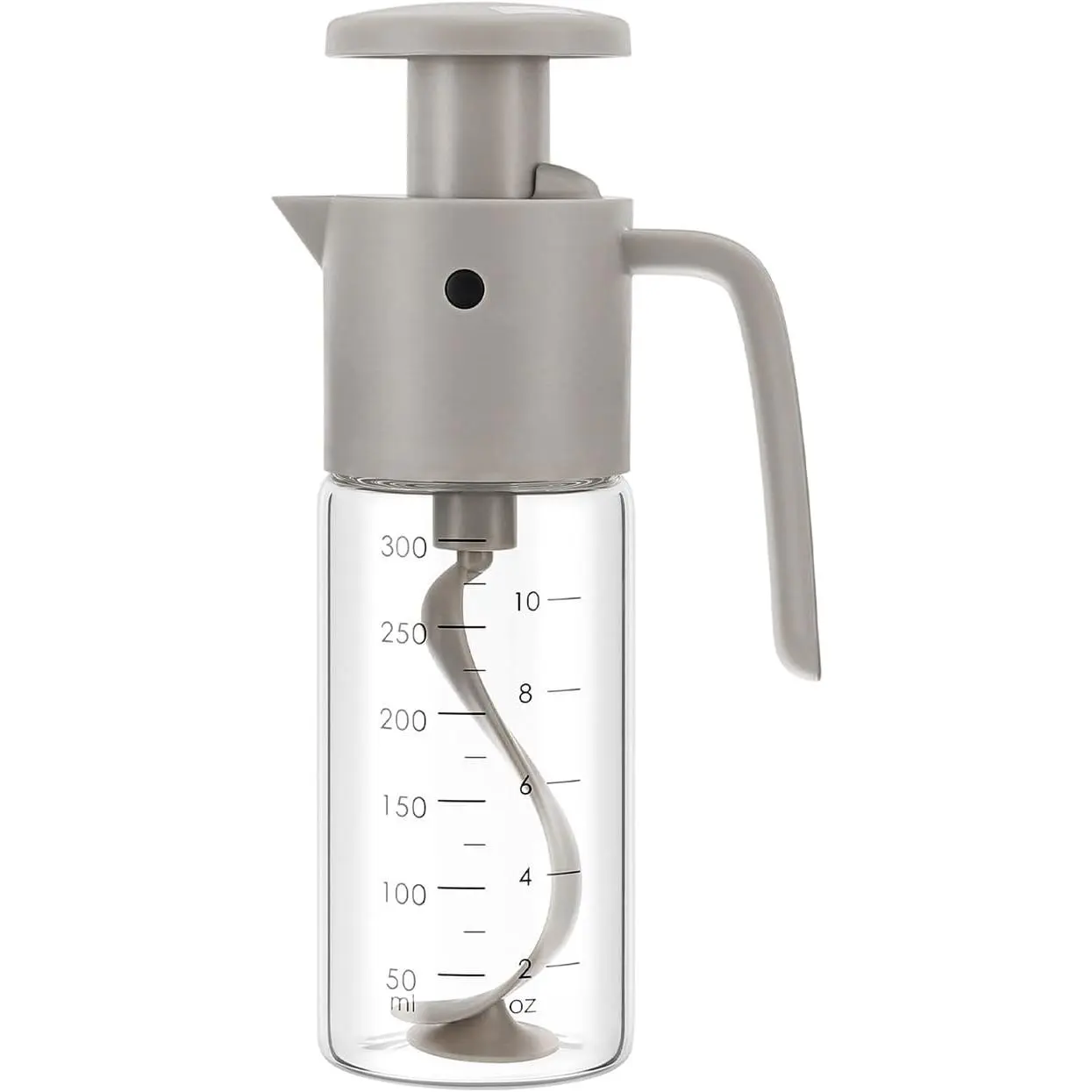 Salad Dressing Cruet Salad Dressing Mixer Bottle Salad Dressing Shaker 10oz Homemade-Leak Proof Glass salad cups Juice Storage Ketchup, Gray