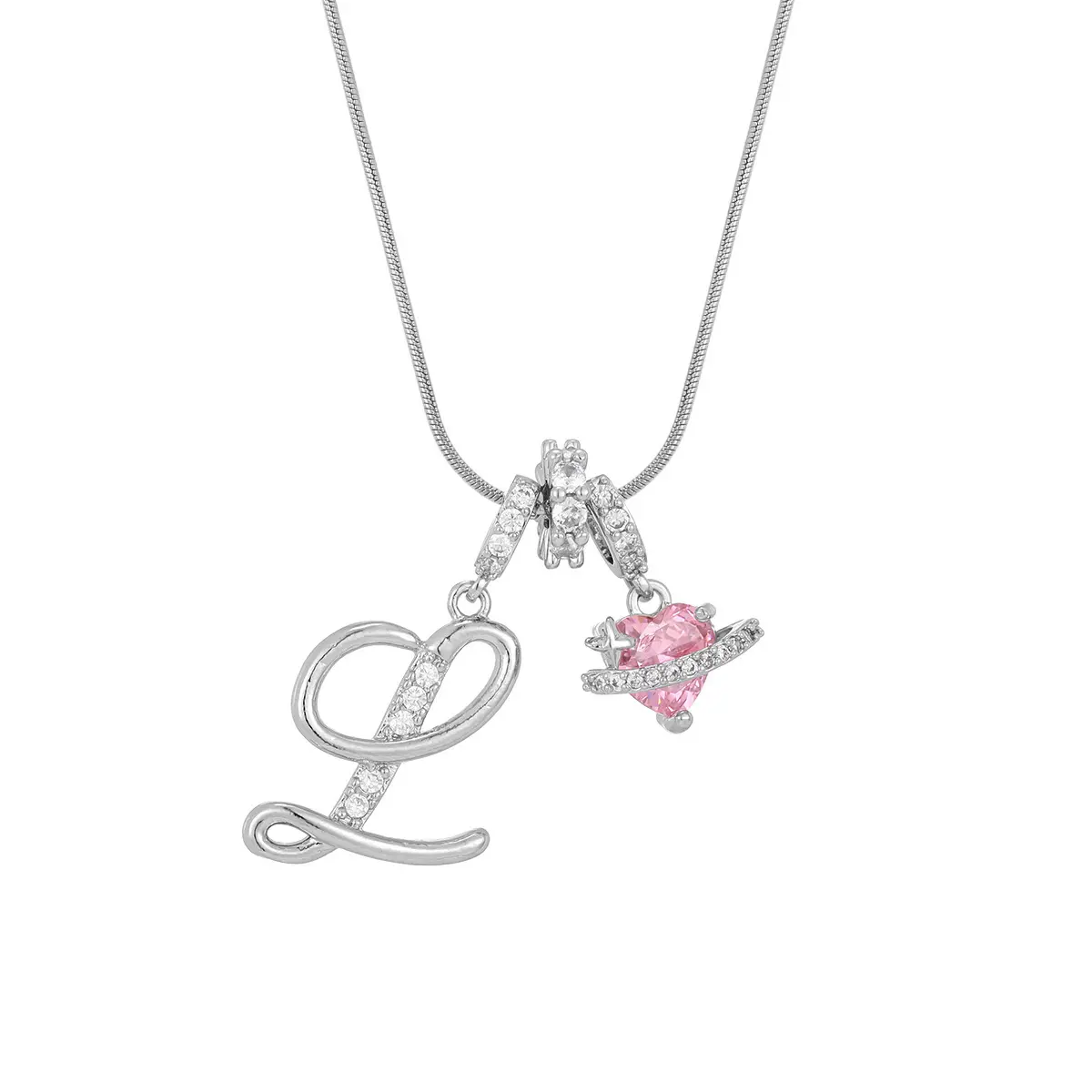 Silver L (Pendant -Snake Bone Chain)