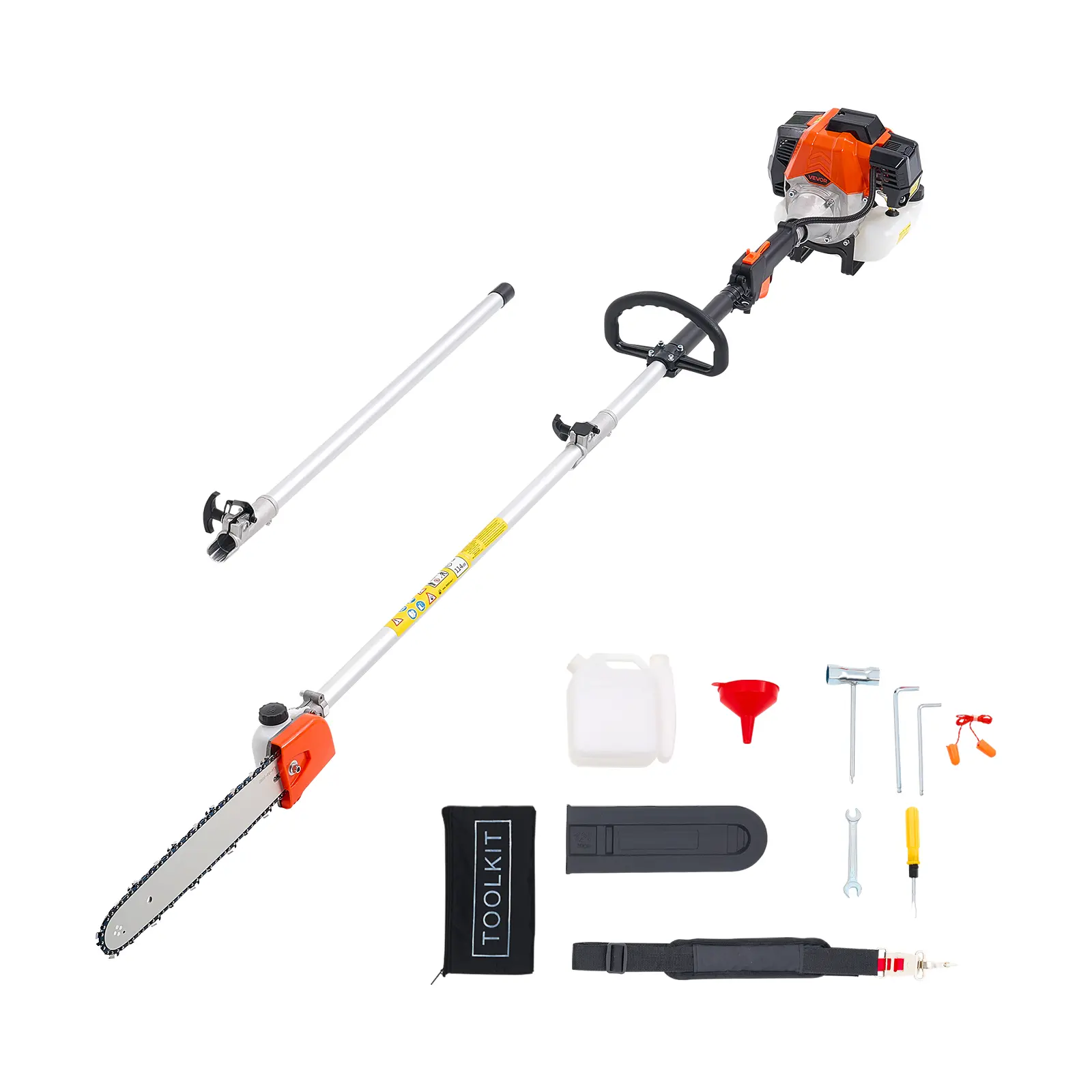 【SummerFinds】VEVOR Gas Powered Pole Saw Full Kit, 52CC 2-Stroke Gas Powered Chainsaws, 14in Steel Cutting Bar, 30fl.oz Fuel Tank, 7.2-10ft Extendable Cordless Tool, Shoulder Strap Included, Landscaping Equipment for Landscapers’ Tree Trimming Pruning