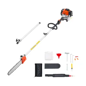【DealsForYouDays】VEVOR Gas Pole Saw, 52CC 2 Stroke Gas Powered Pole Saws with 14 in Cutting Bar, Cordless Tree Trimmer with 30 fl.oz Fuel Tank, 7.2 to 10 ft Extendable, Powerful Chainsaw for Tree Trimming Pruning