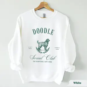Goldendoodle Sweatshirt - Social Club Crewneck, Golden Doodle Mom Gift, Doodle Dog Owner Present Cotton Fabric