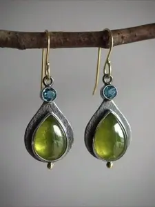 Vintage Elegant Boho Green Cubic Zirconia Earrings Jewelry for Woman Daily Vacation Music Festival Anniversary Gift Couple's Gift，Gift for Her Elegant Minimalist Earrings Dangle Earrings Set