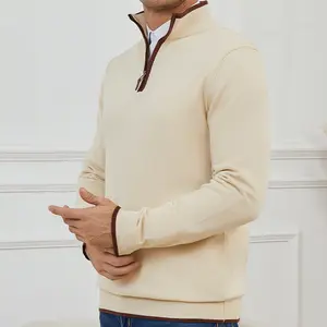 Grandclad Men's Quarter Zip Pullover Sweatershirt Lightweight Polo Casual Knit Sweaters for Men