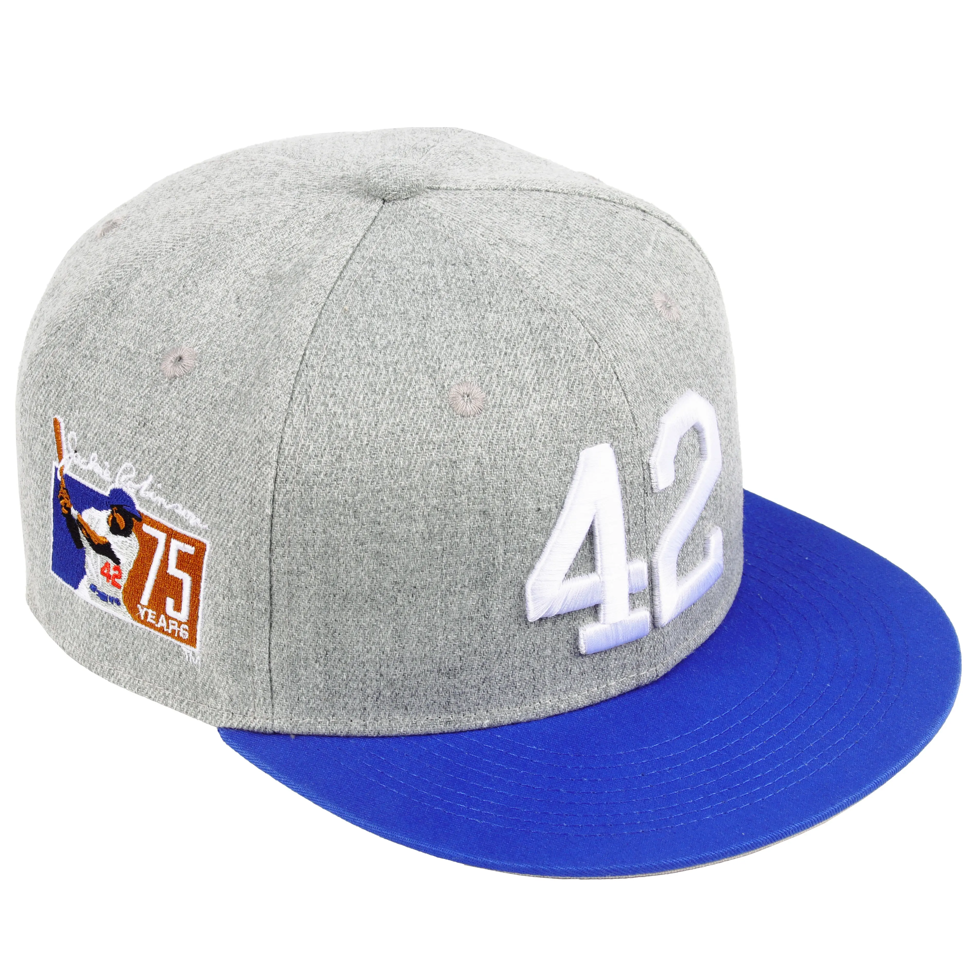 ROBINSON 42 Grey & Blue Embroidered 75th Patch Snapback Baseball Vintage Cap Adjustable High Quality Hat