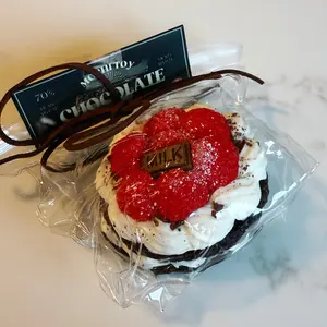 Paw & Paw Super Cute Raspberry Chocolate Cake Taba Squishy Fidget Toys, Super Soft and Squeezable, Cute Dessert, Stress Reliever, Handmade Squishies