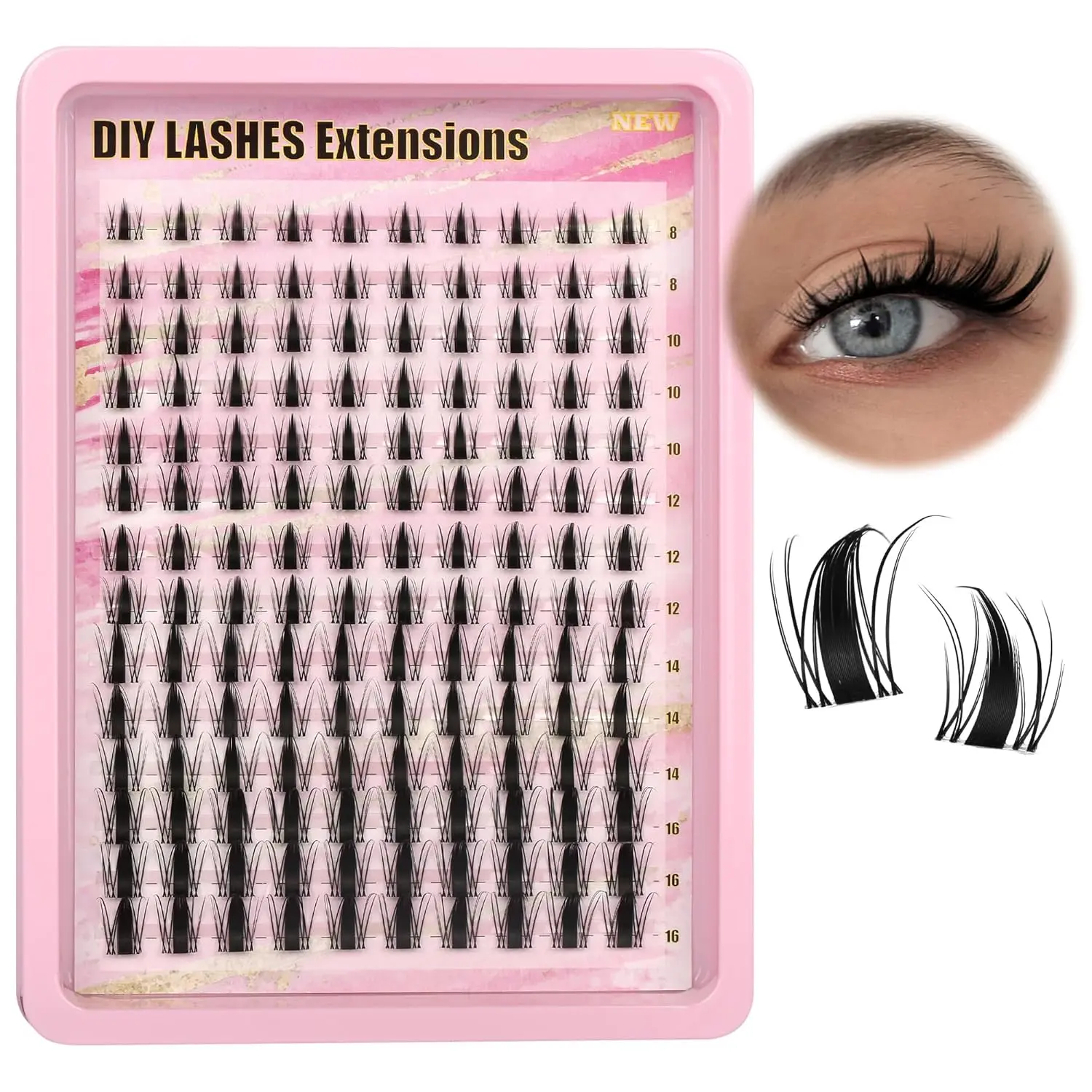 Anime Lash Clusters Set with Clear Fairy Eyelash Clusters Wet Look Spiky Manga Lashes C Curl Lash Glue & Tweezers for Bold Expressive Eye Look Kit Professional Makeup Cosmetic fox